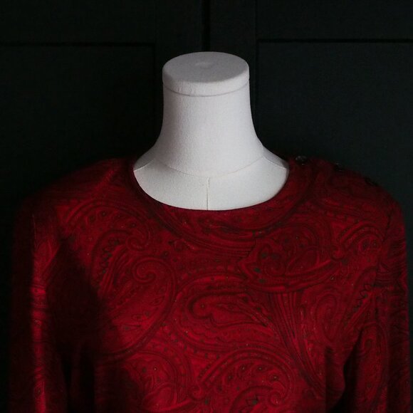 Liz Claiborne | Like NEW Vintage Red Paisley Blouse and Skirt Set in Wool Blend - Picture 3 of 9